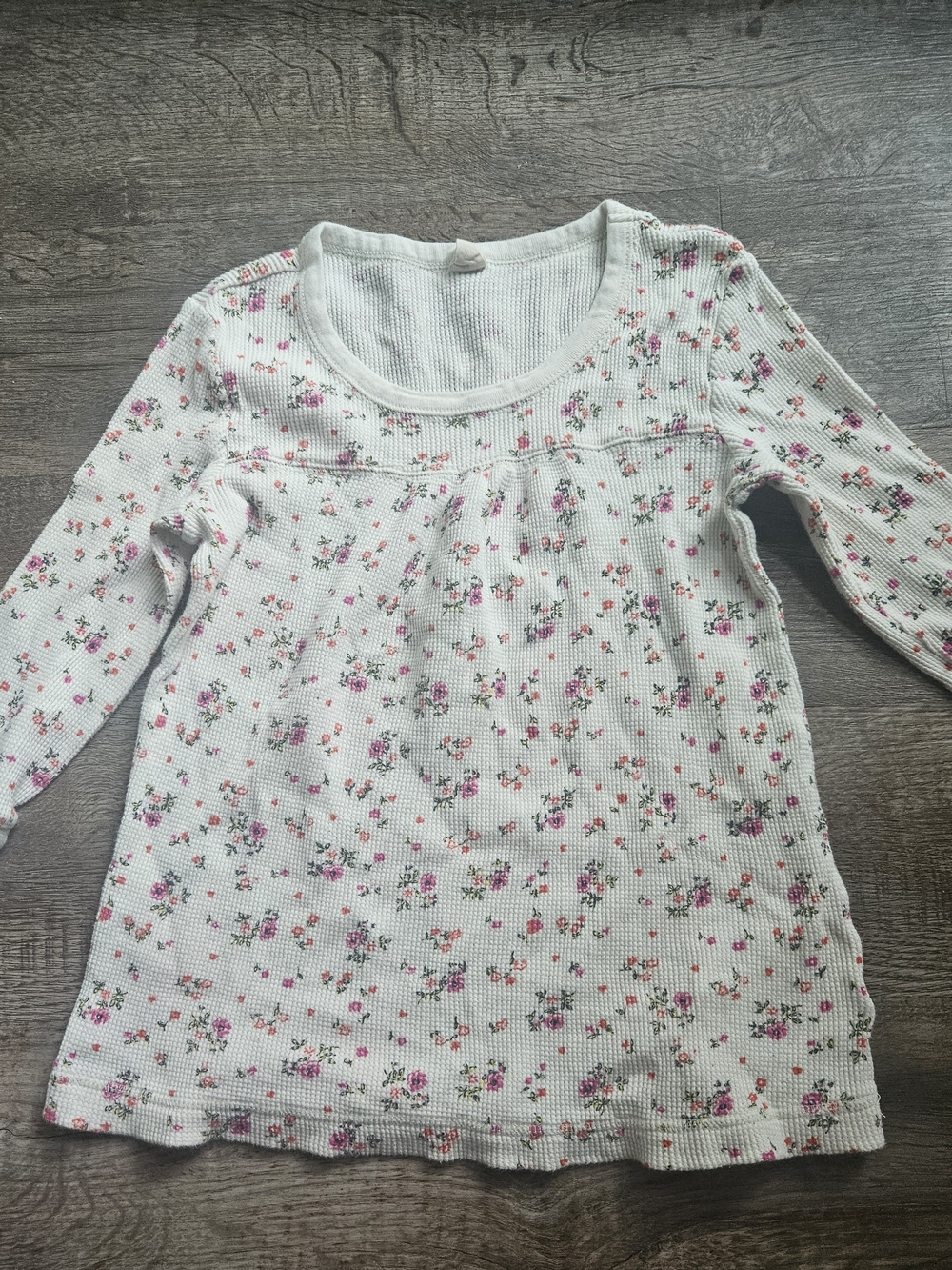 Girls' White Floral Long Sleeve Top